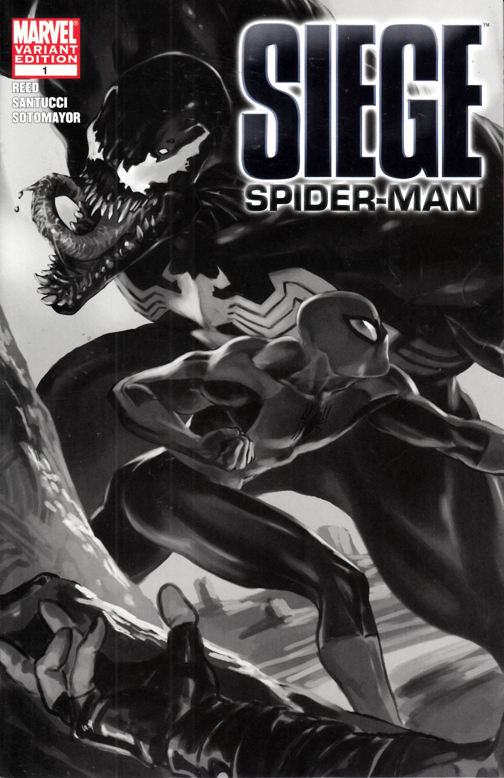 Siege Spider-Man #1 B&W Variant Cover Near Mint (9.4) [Marvel Comic] LARGE