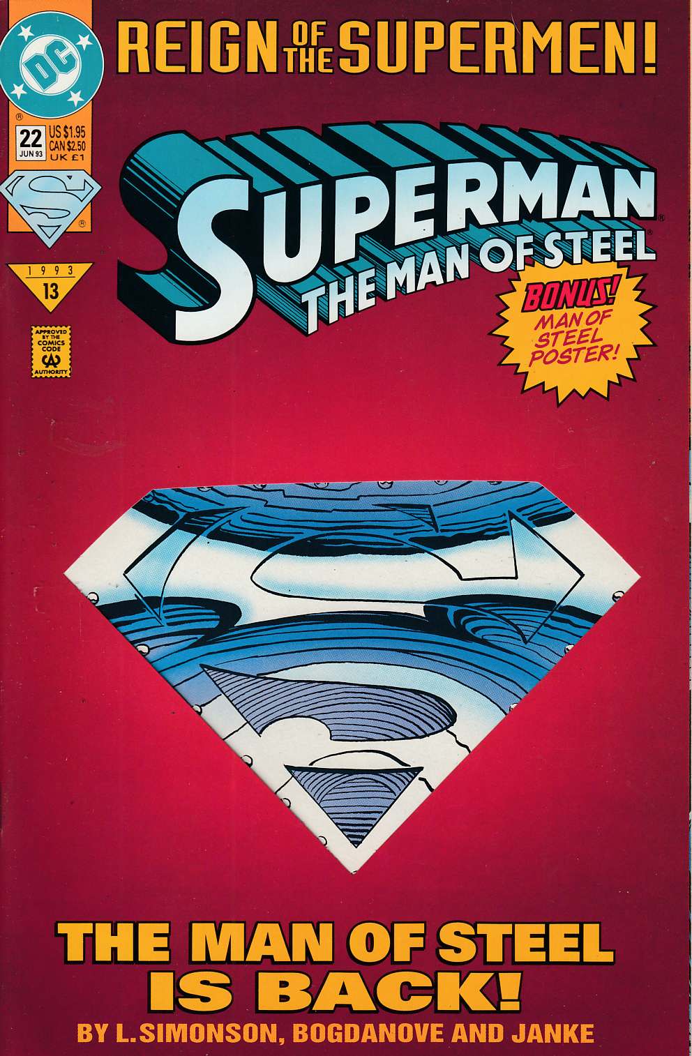 Superman The Man of Steel #22 Very Fine (8.0) [DC Comic] THUMBNAIL