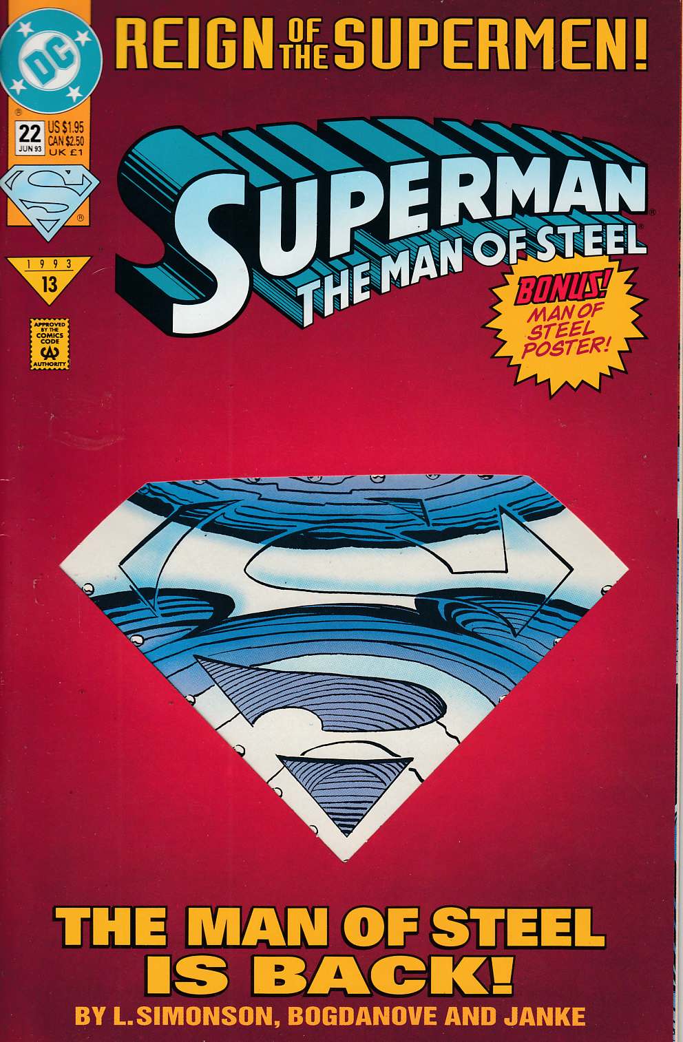 Superman The Man of Steel #22 Very Fine Minus (7.5) [DC Comic] THUMBNAIL