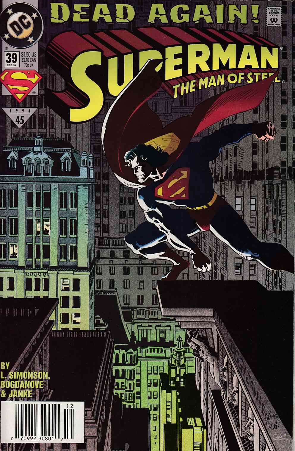 Superman The Man of Steel #39 Newsstand Edition Very Fine (8.0) [DC Comic] THUMBNAIL