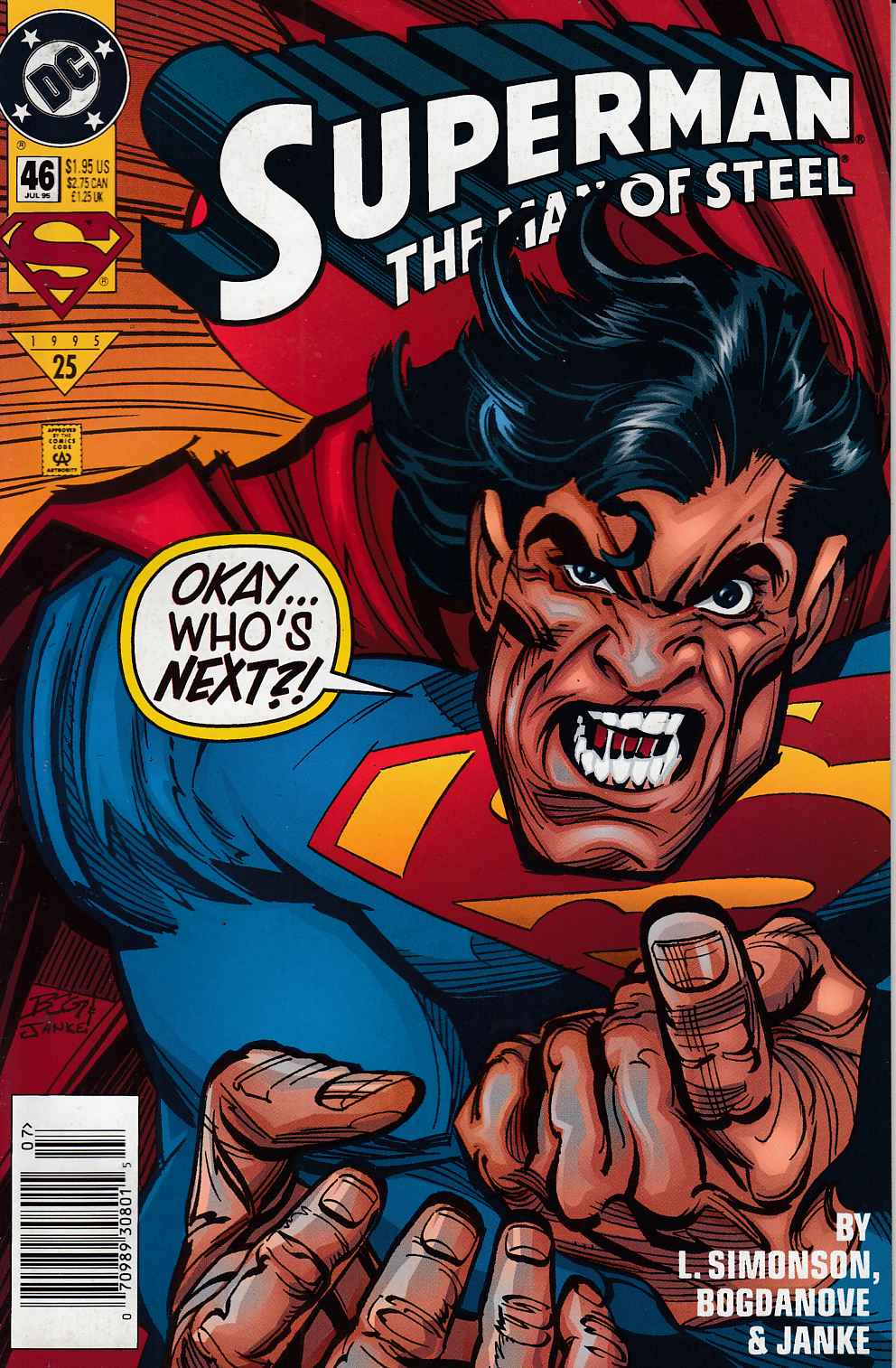 Superman The Man of Steel #46 Newsstand Edition Very Fine (8.0) [DC Comic] THUMBNAIL
