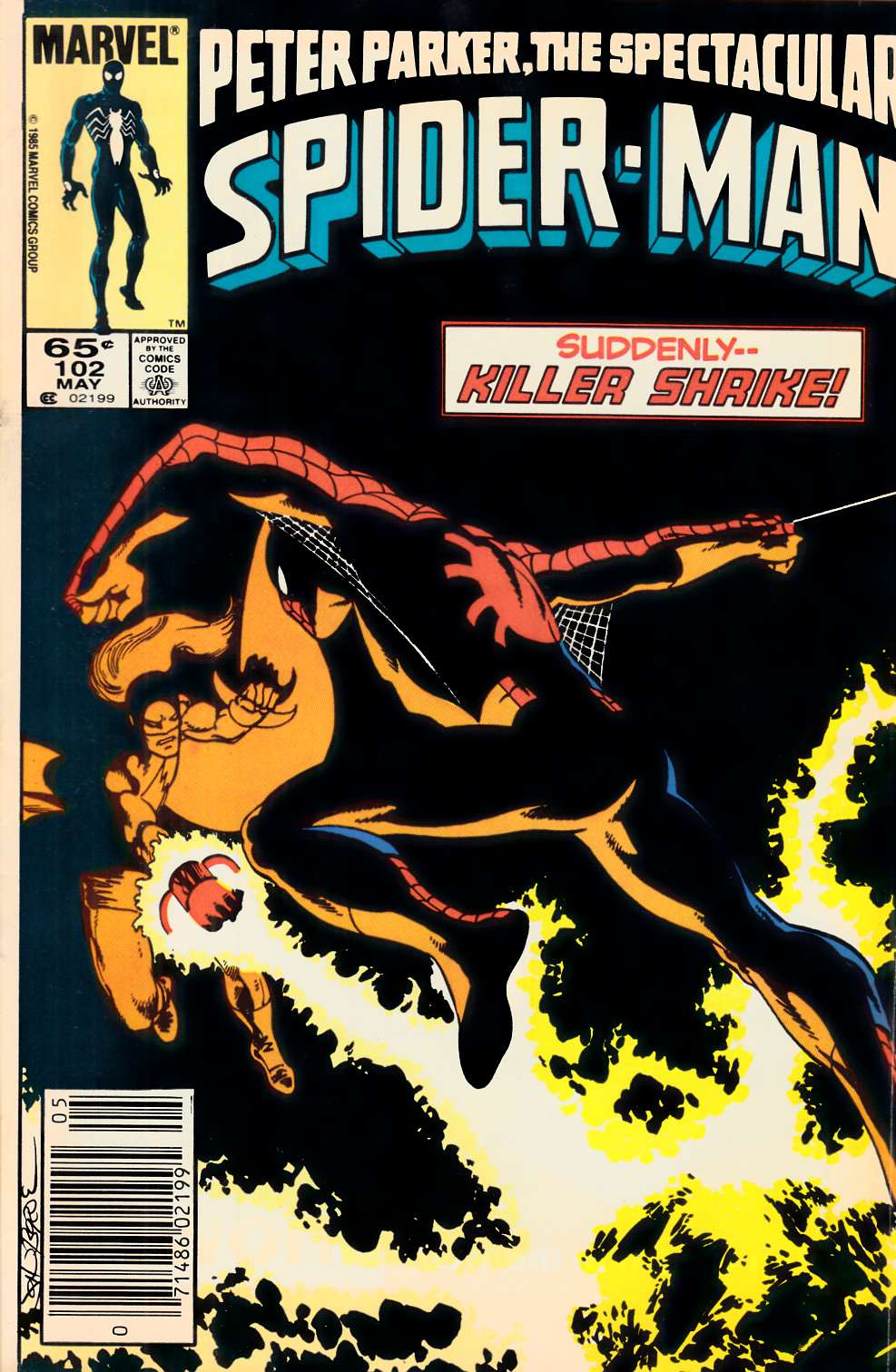 Spectacular Spider-Man #102 Newsstand Edition Very Fine (8.0) [Marvel Comic] LARGE