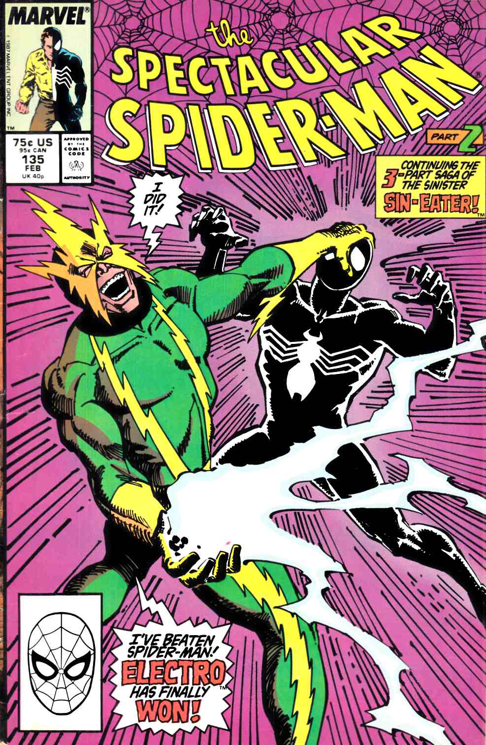 Spectacular Spider-Man #135 Very Fine (8.0) [Marvel Comic] THUMBNAIL