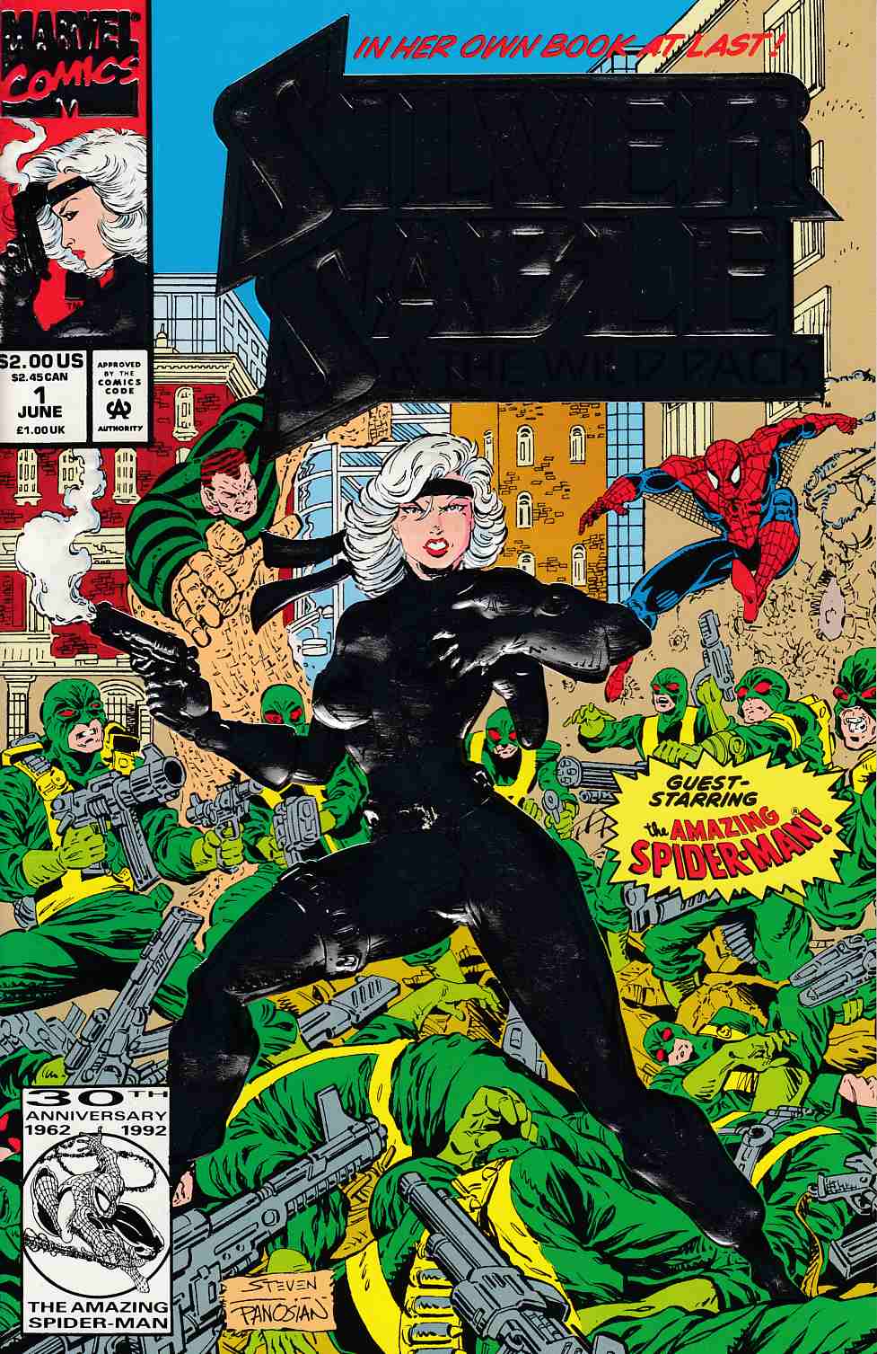 Silver Sable /& The Wild Pack #1 June 1992 Marvel Comics FOIL Embossed Cover