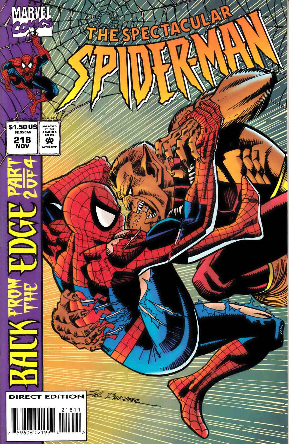 Spectacular Spider-Man #218 Near Mint Minus (9.2) [Marvel Comic] THUMBNAIL