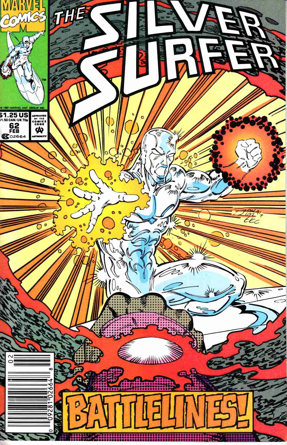 Silver Surfer #62 Newsstand Edition Very Fine (8.0) [Marvel Comic] LARGE