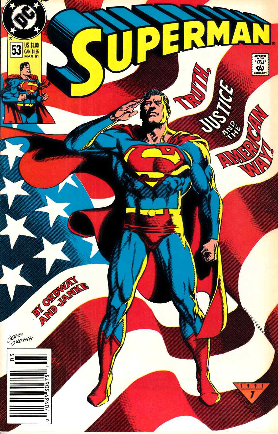 Superman #53 Newsstand Edition Fine (6.0) [DC Comic] LARGE