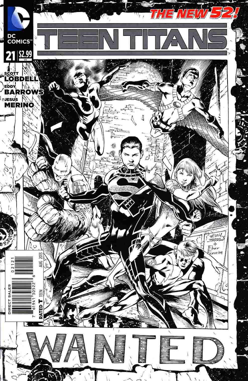 Teen Titans #21 Barrows B&W Variant Cover [DC Comic] LARGE
