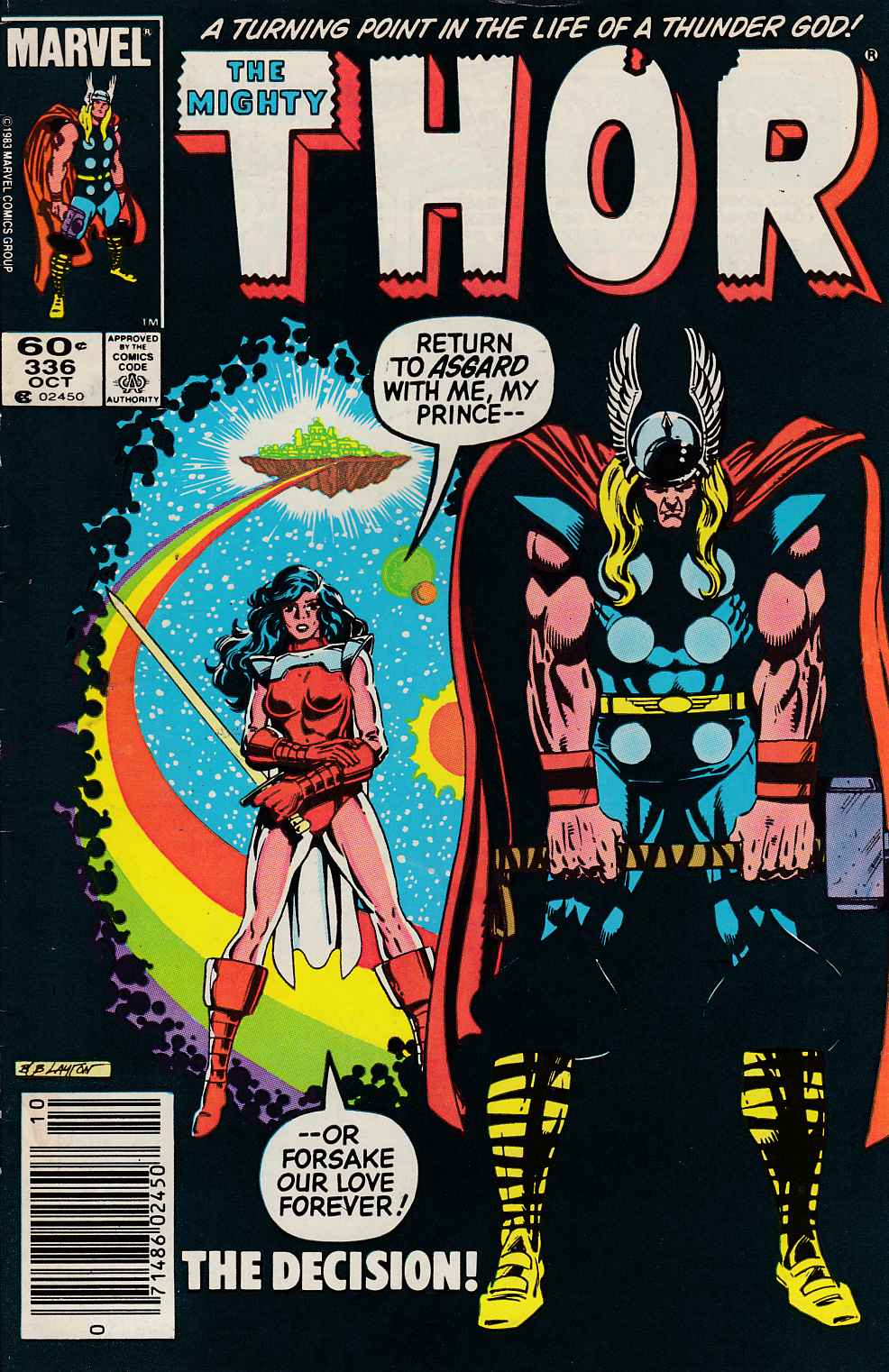 Thor #336 Newsstand Edition Fine Minus (5.5) [Marvel Comic] LARGE