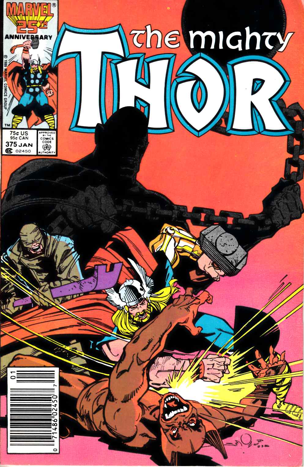 Thor #375 Newsstand Edition Fine (6.0) [Marvel Comic] THUMBNAIL