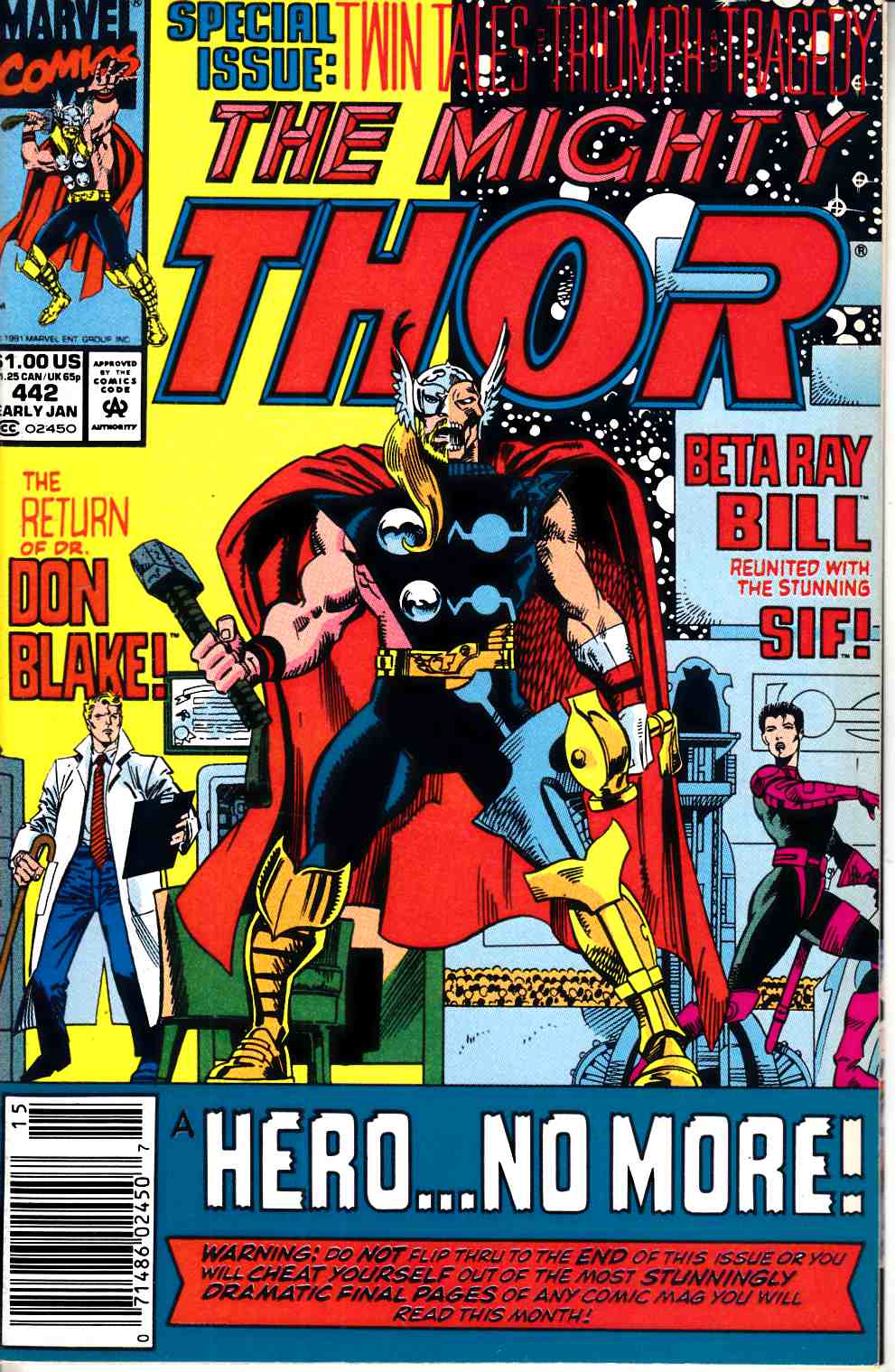 Thor #442 Newsstand Edition Very Fine/Near Mint (9.0) [Marvel Comic] LARGE