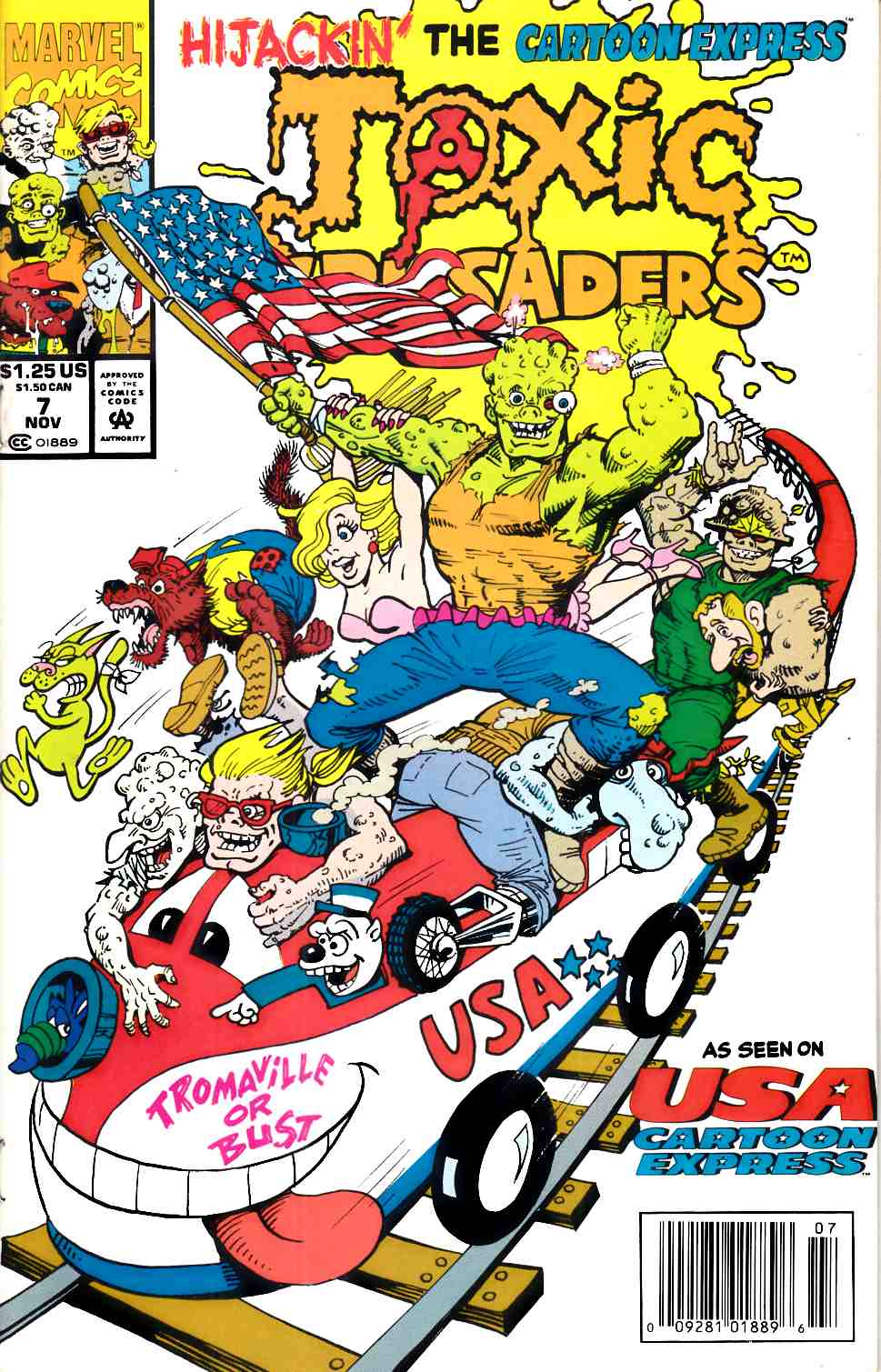 Toxic Crusaders #7 Newsstand Edition Very Fine (8.0) [Marvel Comic] LARGE