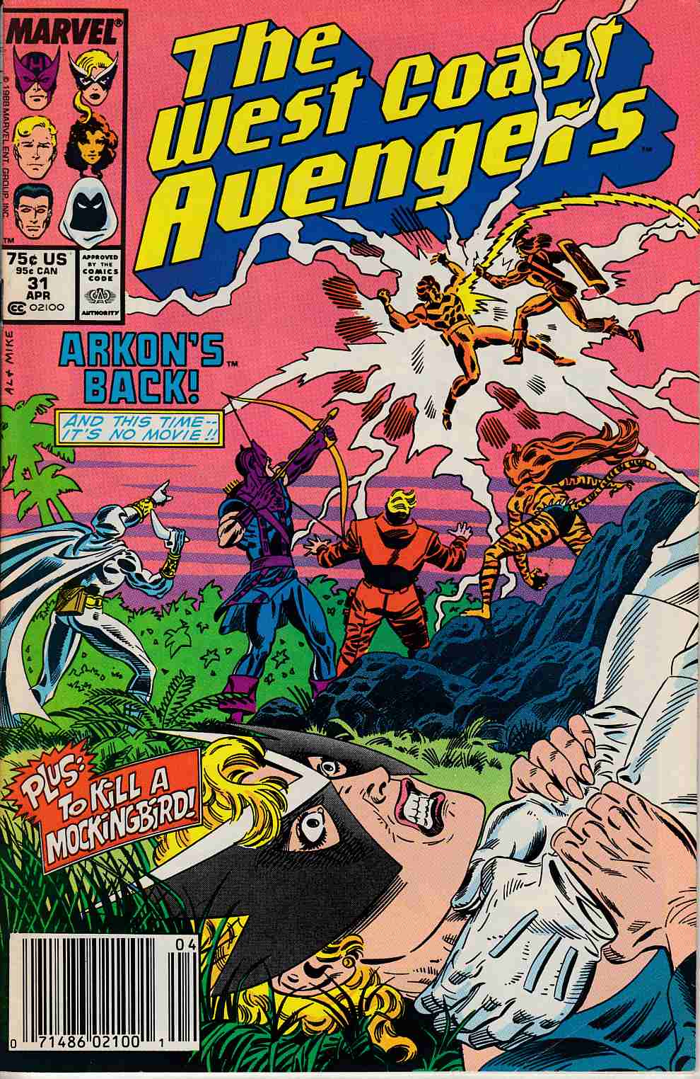 West Coast Avengers #31 Newsstand Edition Very Fine (8.0) [Marvel Comic] THUMBNAIL