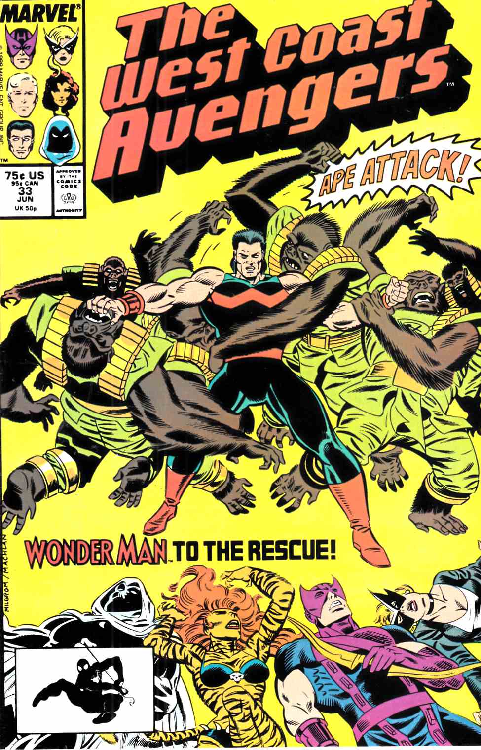 West Coast Avengers #33 Very Fine (8.0) [Marvel Comic] LARGE