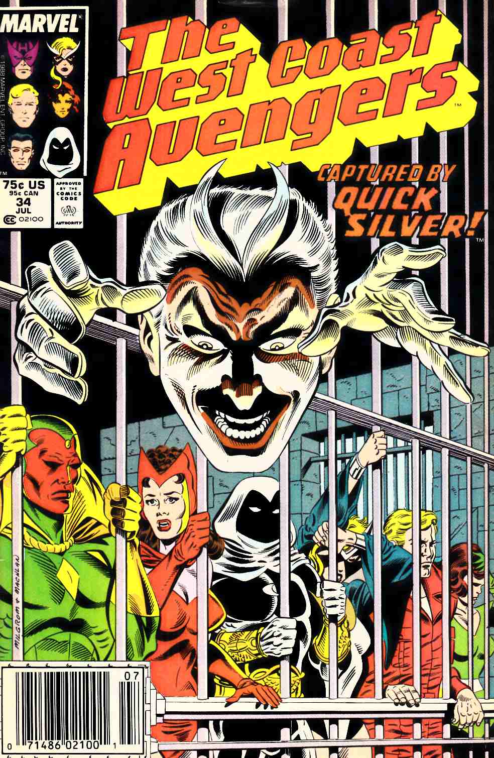 West Coast Avengers #34 Newsstand Edition Fine (6.0) [Marvel Comic] THUMBNAIL