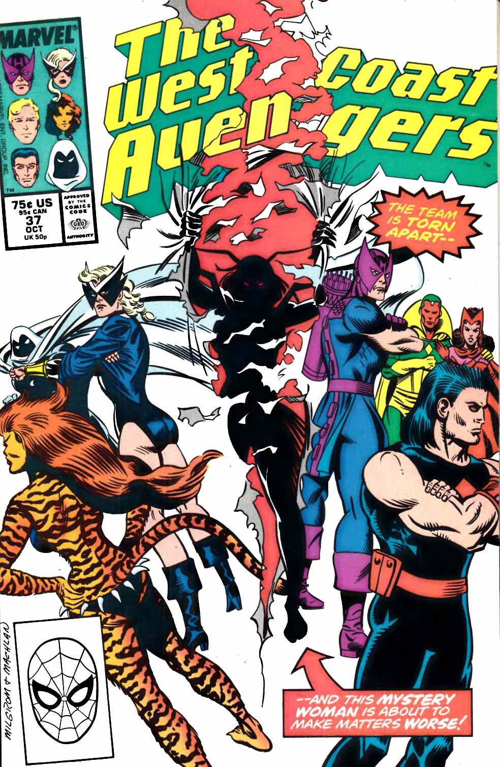 West Coast Avengers #37  Very Fine Minus (7.5) [Marvel Comic] THUMBNAIL