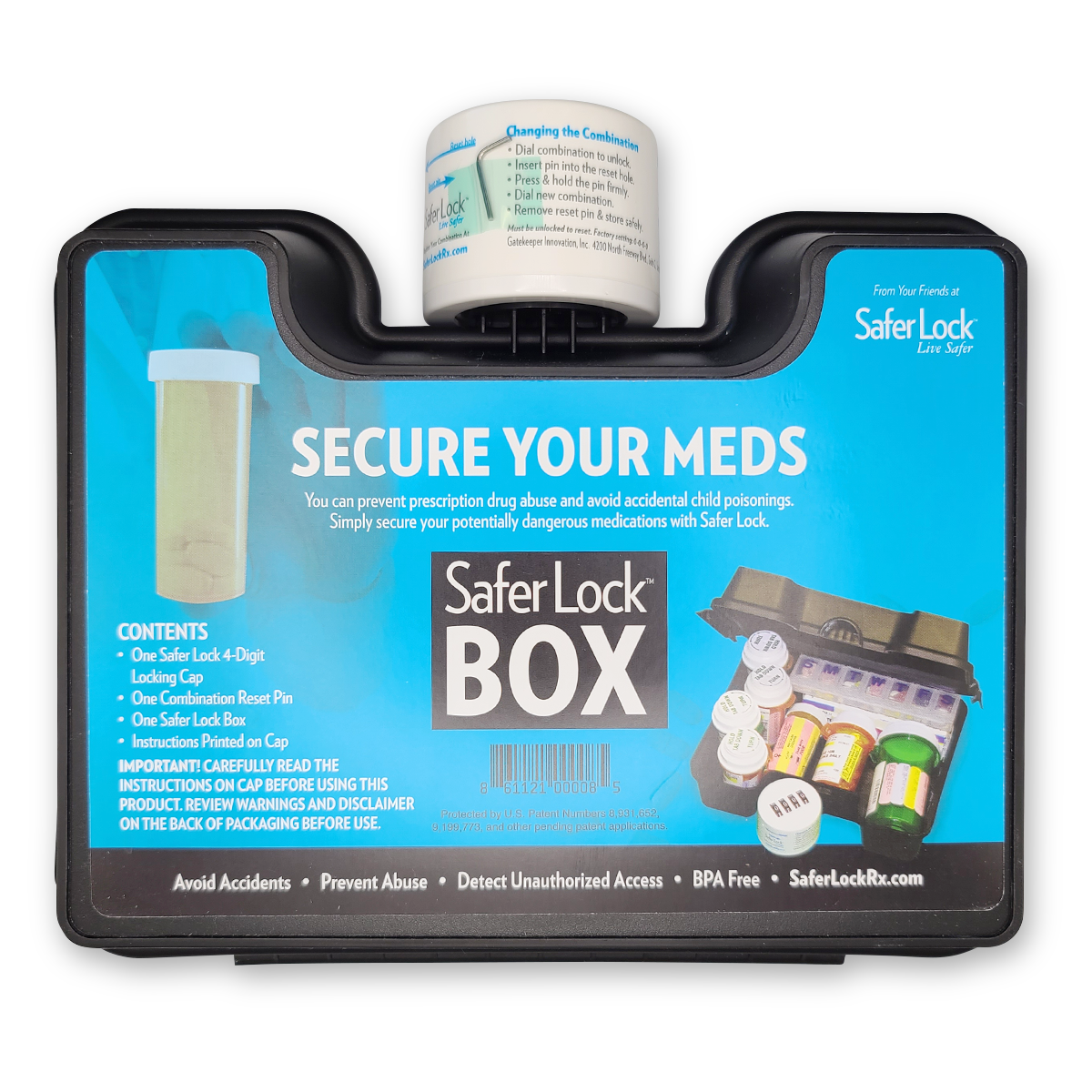 Safer Lock Box Medication Storage Solution (Black) THUMBNAIL