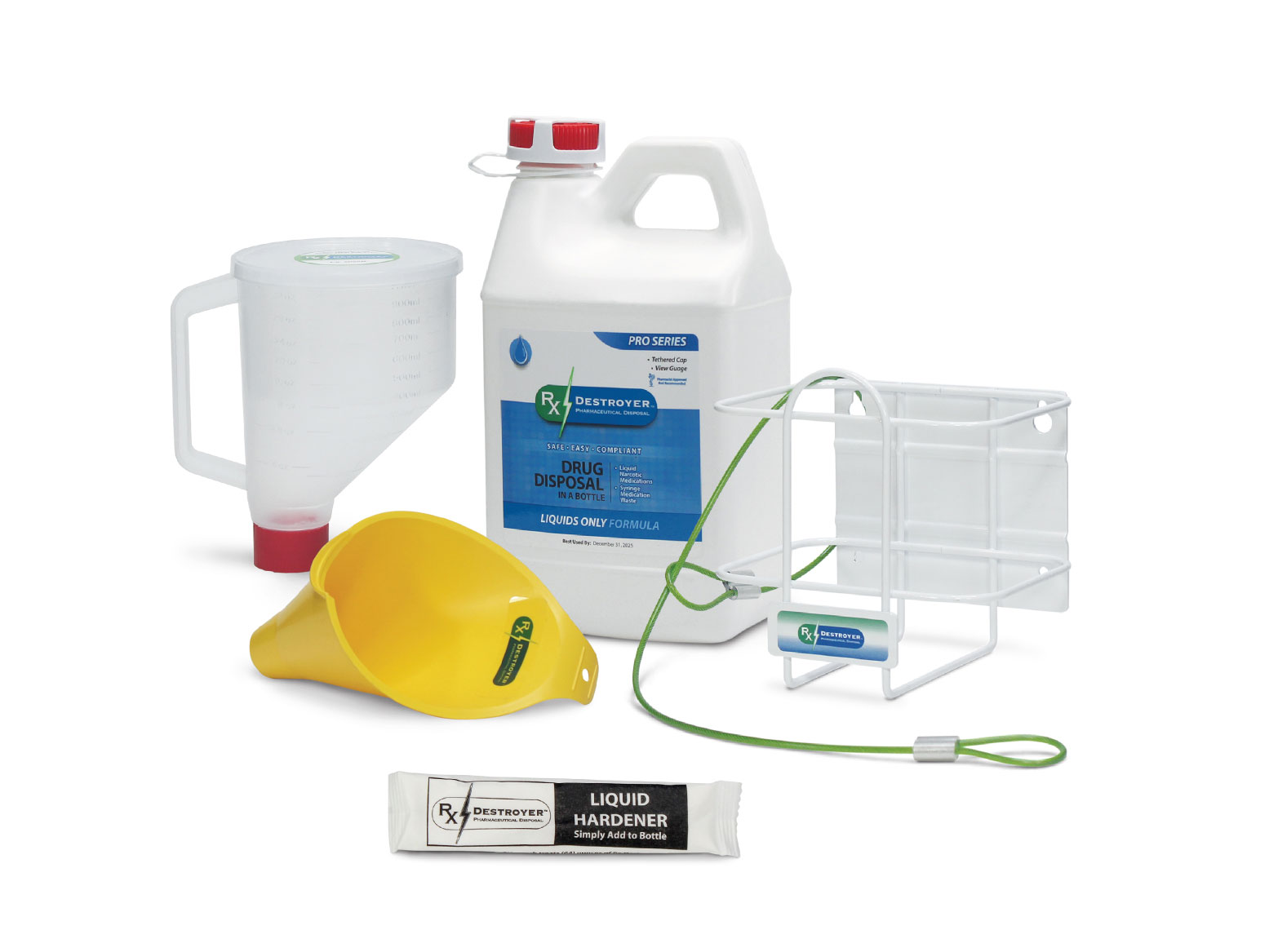 Rx DESTROYER™ Starter Kit with 64oz PRO Series  For Liquids, Funnels, Hardener, and Wall Mount THUMBNAIL