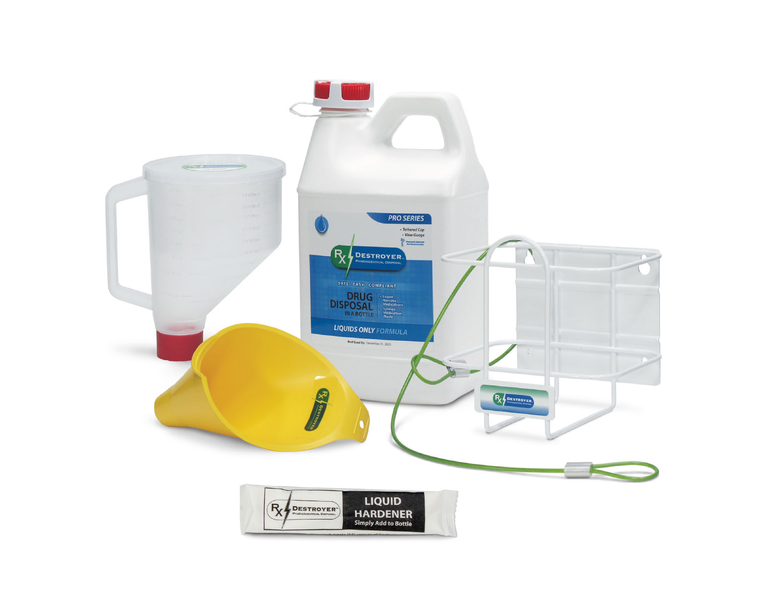 Rx DESTROYER™ Starter Kit with 64oz PRO Series  For Liquids, Funnels, Hardener, and Wall Mount MAIN