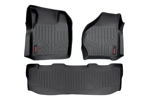 Rough Country Heavy Duty Floor Mats Frt/Rear 99-07 for Ford Super Duty Crew Cab LARGE
