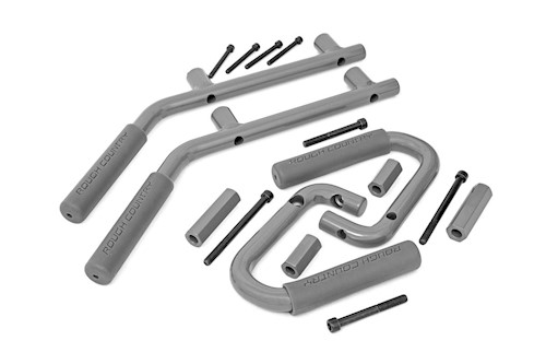 Rough Country For Jeep Solid Steel Grab Handle Set 07-18 Wrangler JK | Gray LARGE