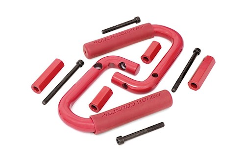 Rough Country For Jeep Front Solid Steel Grab Handles 07-18 Wrangler JK | Red LARGE