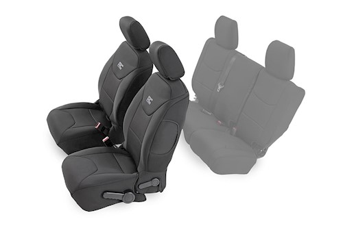 Rough Country Neoprene Front Seat Cover|Black [13-18 for Wrangler JK Unlimited] LARGE
