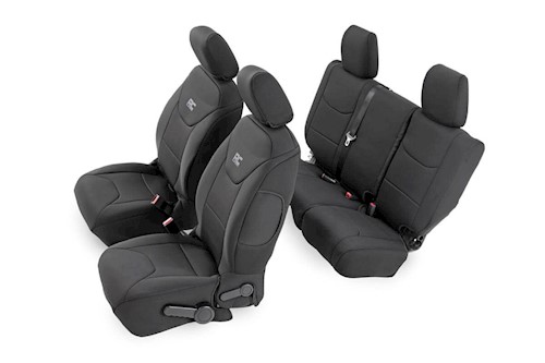 Rough Country Neoprene Seat Cover Set | Black [08-10 for Wrangler JK Unlimited] LARGE