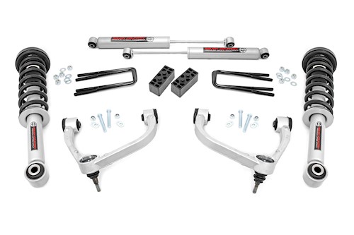 Rough Country 4d F150 3" Lift Kit w/Lifted Struts Upper Ctrl Arms 09-13 4wd LARGE