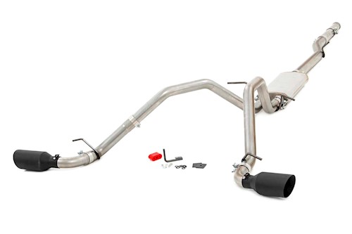 Rough Country Dual Cat-Back Exhaust System w/Black Tips 14-18 GM 1500 | 5.3L LARGE