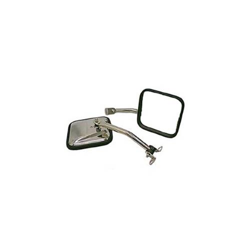 Fat Bob's Garage, Rugged Ridge, Part #11005.06, Jeep YJ Wrangler CJ Style Side Mirror Kit, Stainless Steel 1987-1995 MAIN