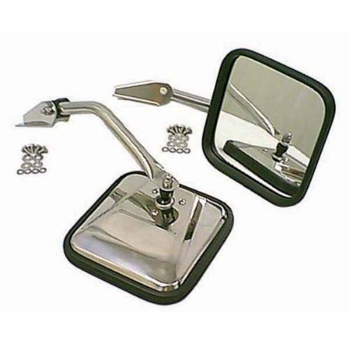 Fat Bob's Garage, Rugged Ridge, Part #11010.01, Jeep CJ Side Mirror Kit, Chrome 1955-1986 MAIN