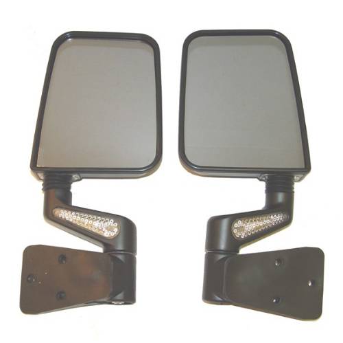 Fat Bob's Garage, Rugged Ridge, Part #11015.20, Jeep Wrangler Heated Door Mirror Kit, Led Signals, Black 1987-2002 MAIN