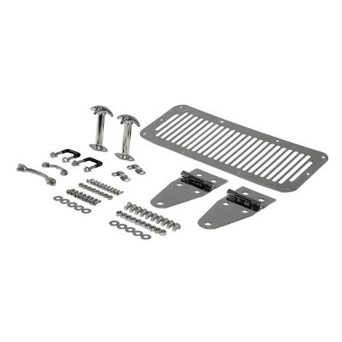 Fat Bob's Garage, Rugged Ridge, Part #11101.01, Jeep CJ/Wrangler Hood Kit Stainless Steel 1976-1995 MAIN