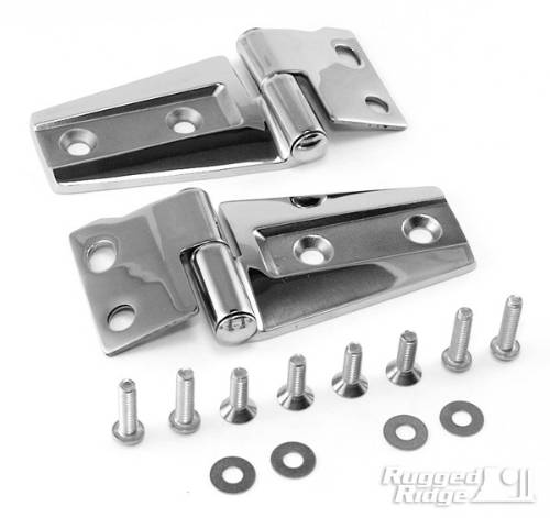 Fat Bob's Garage, Rugged Ridge, Part #11111.22, Jeep JK Wrangler Hood Hinge Kit, Stainless Steel 2007-2016 MAIN