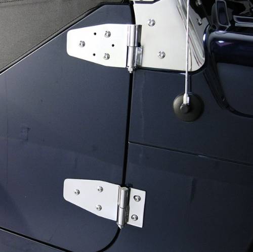 Fat Bob's Garage, Rugged Ridge, Part #11112.02, Jeep TJ/LJ Windshield Hinges, Stainless Steel 1997-2006 MAIN