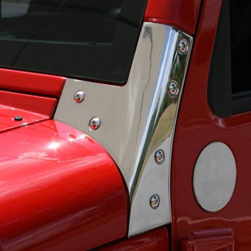 Fat Bob's Garage, Rugged Ridge, Part #11112.03, Jeep JK Wrangler Windshield Hinges, Stainless Steel 2007-2016 MAIN
