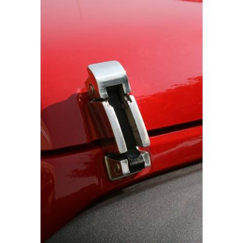 Fat Bob's Garage, Rugged Ridge, Part #11116.06, Jeep JK Wrangler Hood Catch Set, Stainless Steel 2007-2016 MAIN