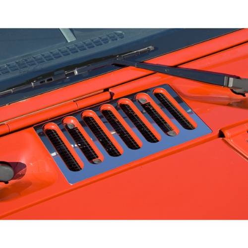 Fat Bob's Garage, Rugged Ridge, Part #11117.05, Jeep Wrangler Cowl Vent Cover, Stainless Steel 2007-2016 MAIN
