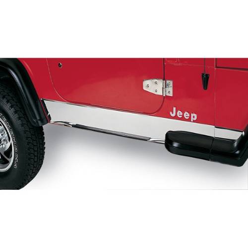 Fat Bob's Garage, Rugged Ridge, Part #11145.01, Jeep YJ Wrangler Rocker Panel Cover, Stainless Steel 1987-1995 MAIN