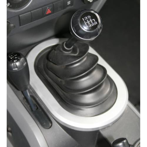 Fat Bob's Garage, Rugged Ridge, Part #11151.01, Shifter Bezel Trim Brushed Silver Manual 07-10 Jeep JK Wrangler MAIN
