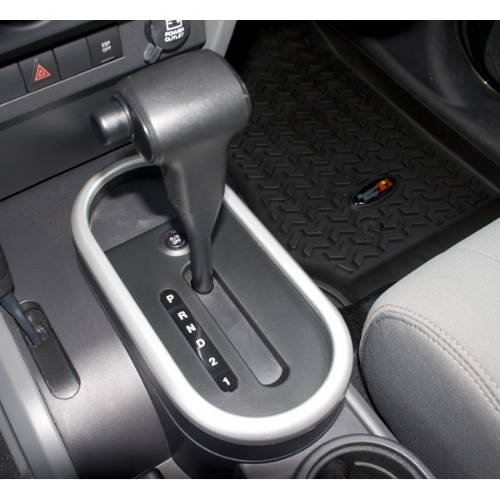 Fat Bob's Garage, Rugged Ridge, Part #11151.02, Jeep Wrangler Shifter Bezel Trim, Brushed Silver, Automatic 2007-2010 MAIN