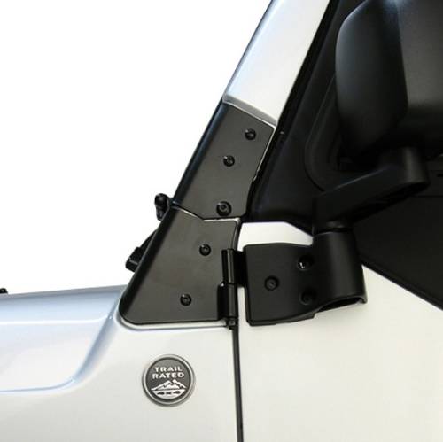 Fat Bob's Garage, Rugged Ridge, Part #11209.02, Jeep TJ/LJ Wrangler Windshield Hinges, Black 1997-2006 MAIN