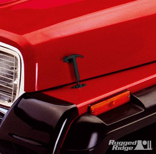 Fat Bob's Garage, Rugged Ridge, Part #11210.01, Jeep CJ/Wrangler Hood Catch Kit, Black 1942-1995 MAIN