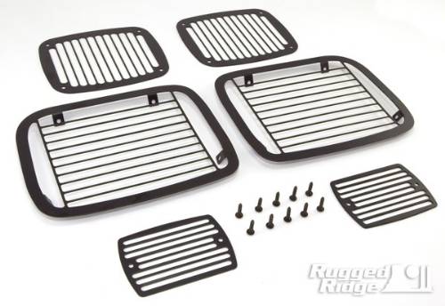 Fat Bob's Garage, Rugged Ridge, Part #11236.20, Jeep YJ Wrangler Stone Guard Set, Black 1987-1995 MAIN