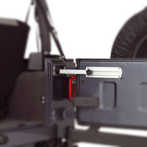 Fat Bob's Garage, Rugged Ridge, Part #11238.11, Jeep Wrangler Billet Aluminum Tailgate Stop 1987-2016 MAIN