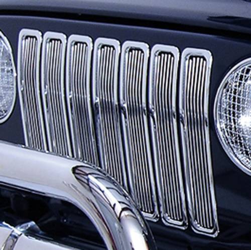 Fat Bob's Garage, Rugged Ridge, Part #11401.02, Jeep Wrangler Billet Frille Inserts, Chrome 1997-2006 MAIN
