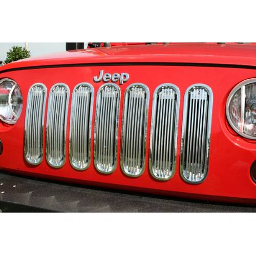 Fat Bob's Garage, Rugged Ridge, Part #11401.20, Jeep JK Wrangler Billet Grille Insert Polished Aluminum 2007-2016 MAIN