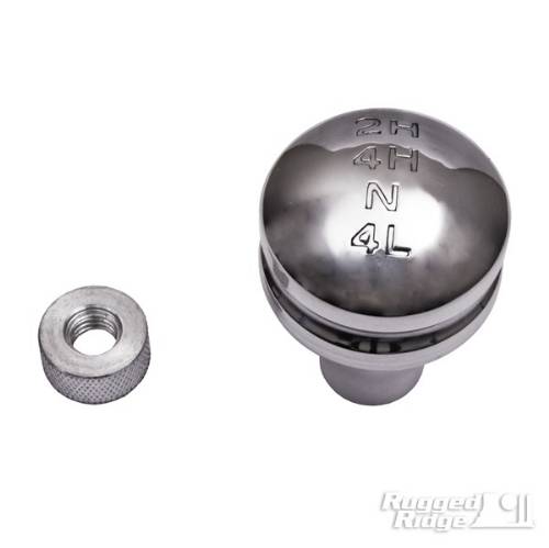 Fat Bob's Garage, Rugged Ridge, Part #11420.24, Jeep YJ Wrangler Billet Transfer Case Knob, Aluminum 1987-1995 MAIN