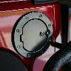 Fat Bob's Garage, Rugged Ridge, Part #11425.06, Jeep JK Wrangler Locking Gas Cap Door, Black Aluminum 2007-2016 THUMBNAIL
